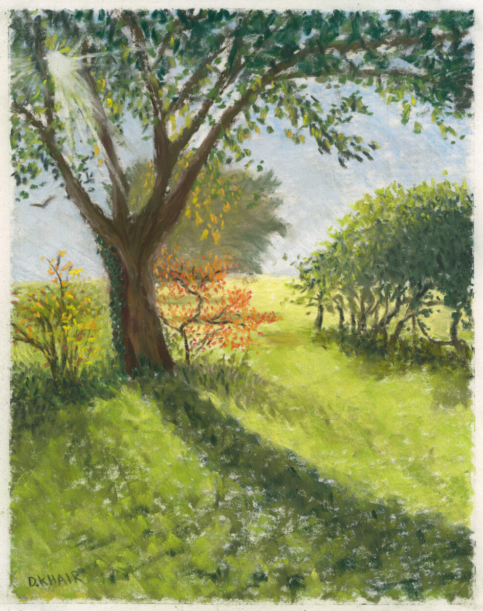 2025; 'Red & Yellow'. Plein Air Pastel painting on Pastelmat, 24 x 30cm. £35 (for the original, unframed).