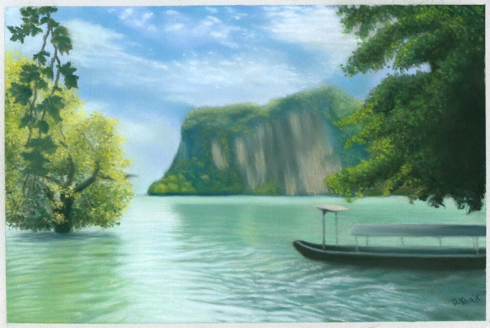 2023; 'The Dreaming Cliffs'. Pastel on Pastelmat, 30 x 20 cm.