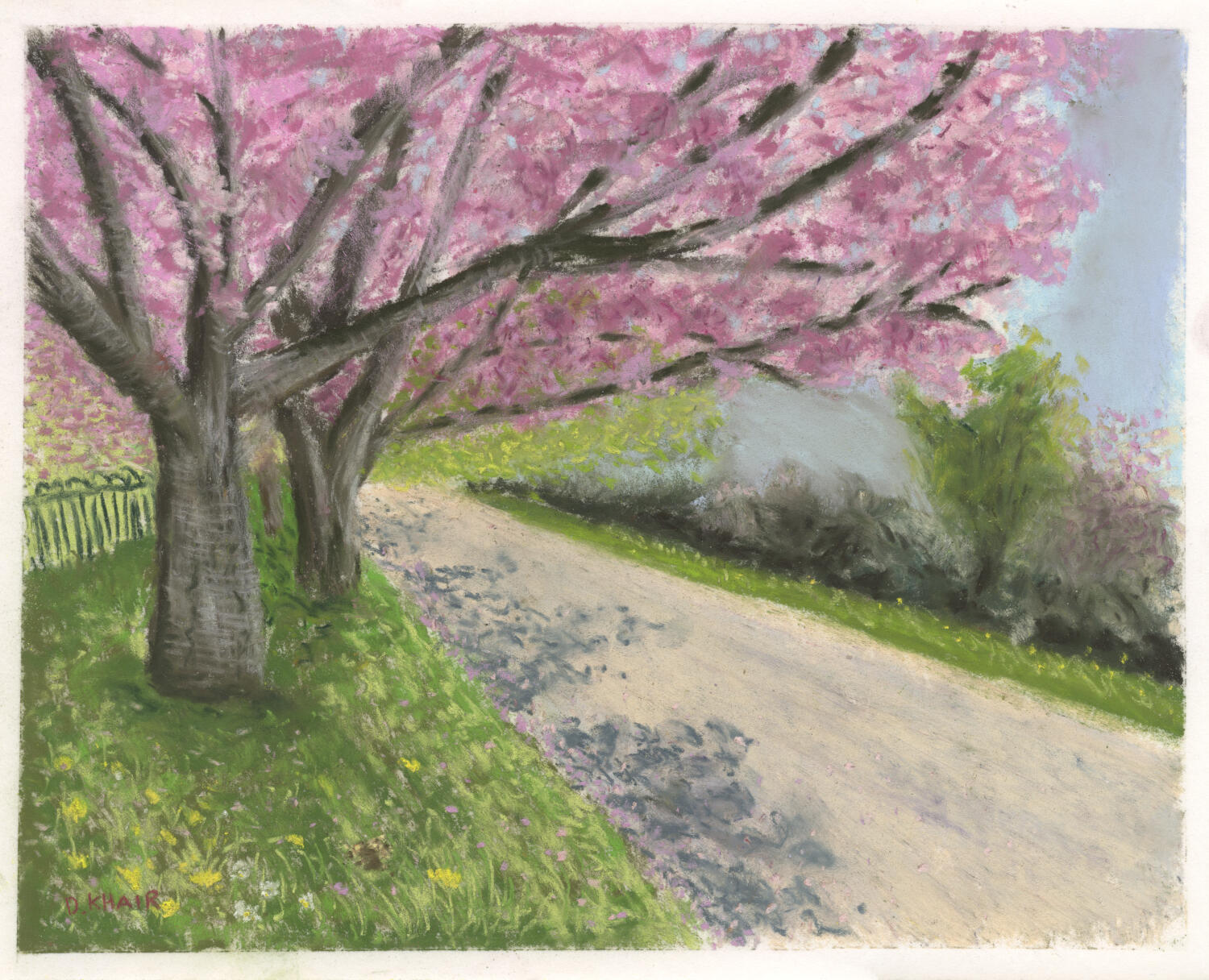 2026; 'The Blossoms'. Plein Air Soft Pastel painting on Pastelmat, 24 x 30cm. SOLD
