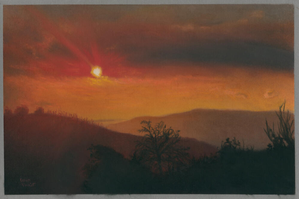 2022; 'Sunset'. Pastel on Pastelmat, 30 x 20 cm. £34 (for the original, unframed).