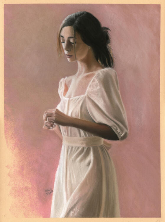 2021; 'In Thought'. Pastel on Pastelmat, 30 x 40 cm. £89 (for the original, unframed).