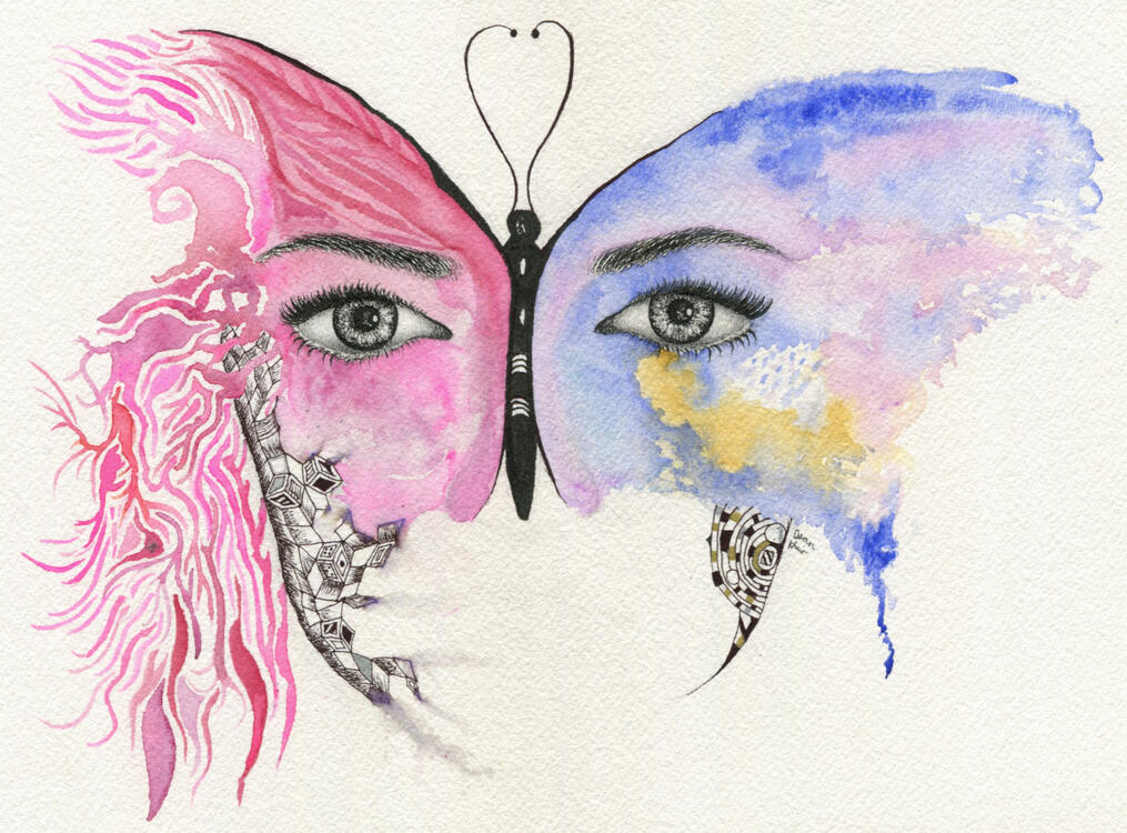 2017; 'Butterflied'. Watercolour, Graphite, and Fineliner on Cold-Pressed paper, A3. £40 (for the original, unframed).