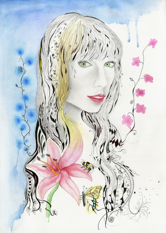 2017; 'Summer Song'. Watercolour, Graphite, Fineliner, on paper, A3. £45 (for the original, unframed).