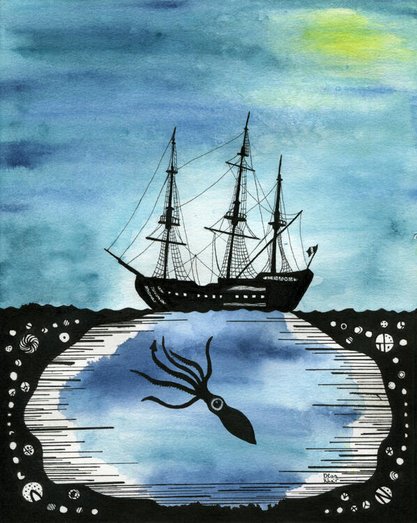 2020; 'Bermuda'. Watercolour and Fineliner on canvas paper 20 x 25 cm. SOLD