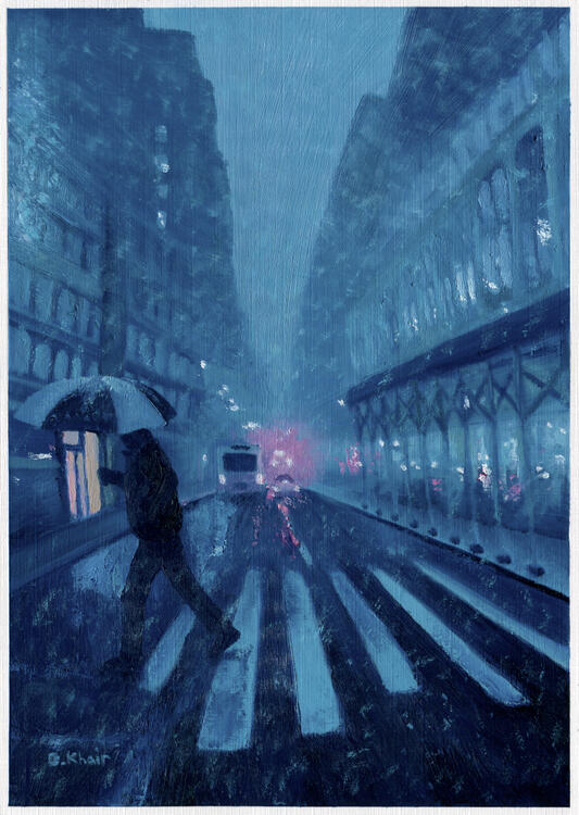 2023; 'Lane One'. Oil Paint on Canvas Paper, 10 x 14 inch. SOLD