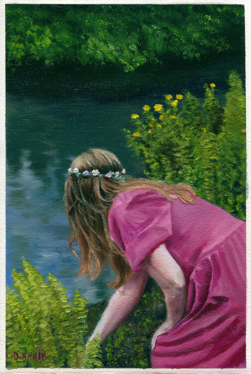 2025; 'Little Leaves by the Pond'. Oil Paint on Arches Huile paper, 7.5 x 11 inch. £105 (for the original, unframed).