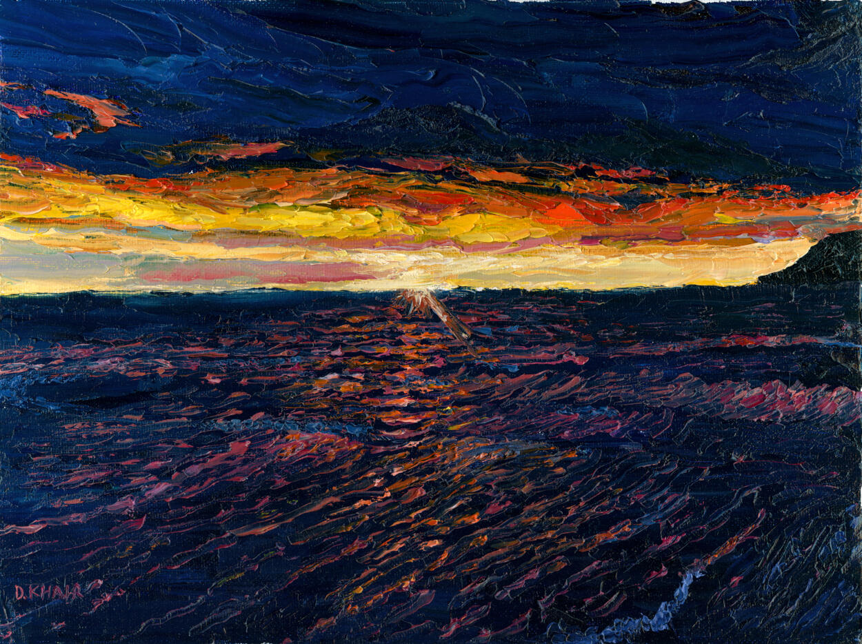 2025; 'Eastward Horizon'. Oil Painting on Canvas, 12 x 9 inch. £25 (for the original, ready to hang).
