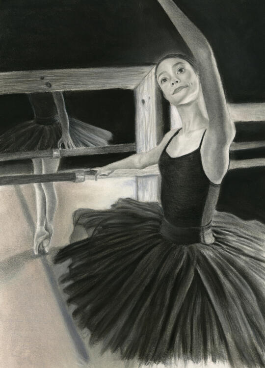 2019; Graphite &amp; Charcoal on Paper 12 x 16 inch.