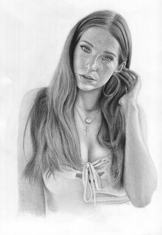 2022; Graphite &amp; Charcoal on Arches 'Hot-Pressed' Paper 14 x 20 inch. Not for sale - Display Only. Price Example: £285 (for the original, unframed).